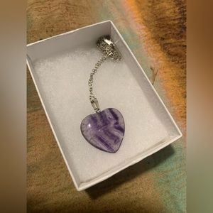 Purple Crystal Heart Necklace 18k Gold Plated